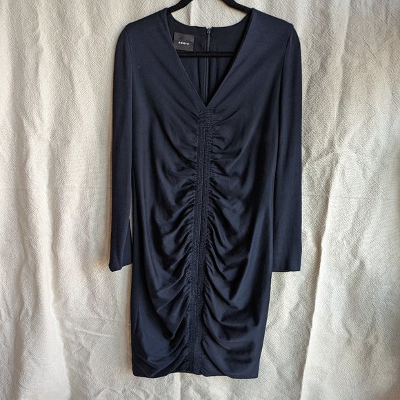 Akris Navy Gathered Midi Bodycon Dress - Picture 1 of 9
